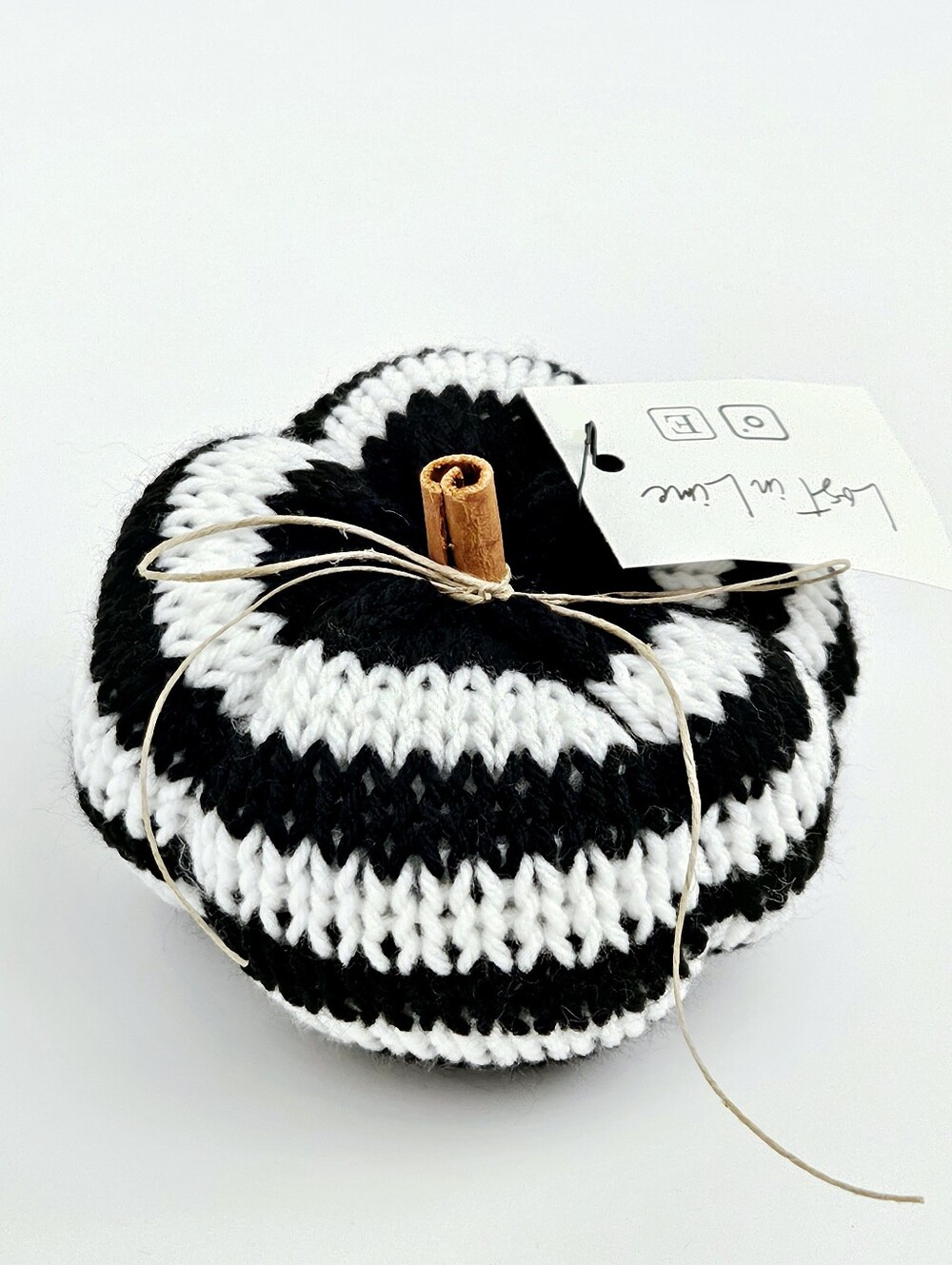 Black & White Pumpkin | Handcrafted Knit Halloween Decor